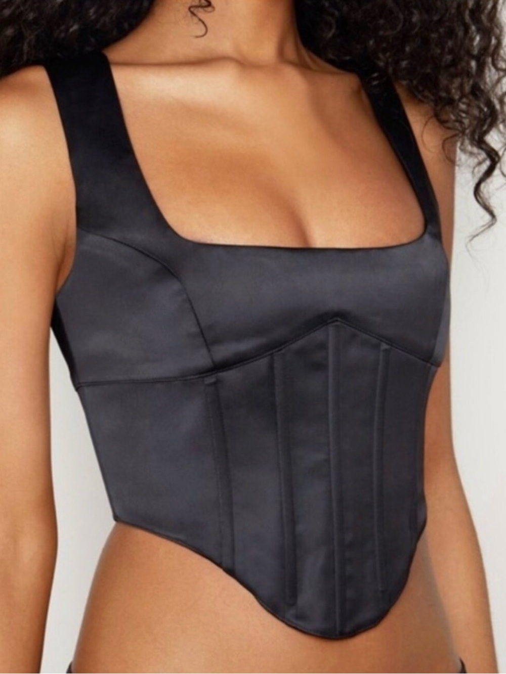Danielle Guizio Satin Corset Top Black